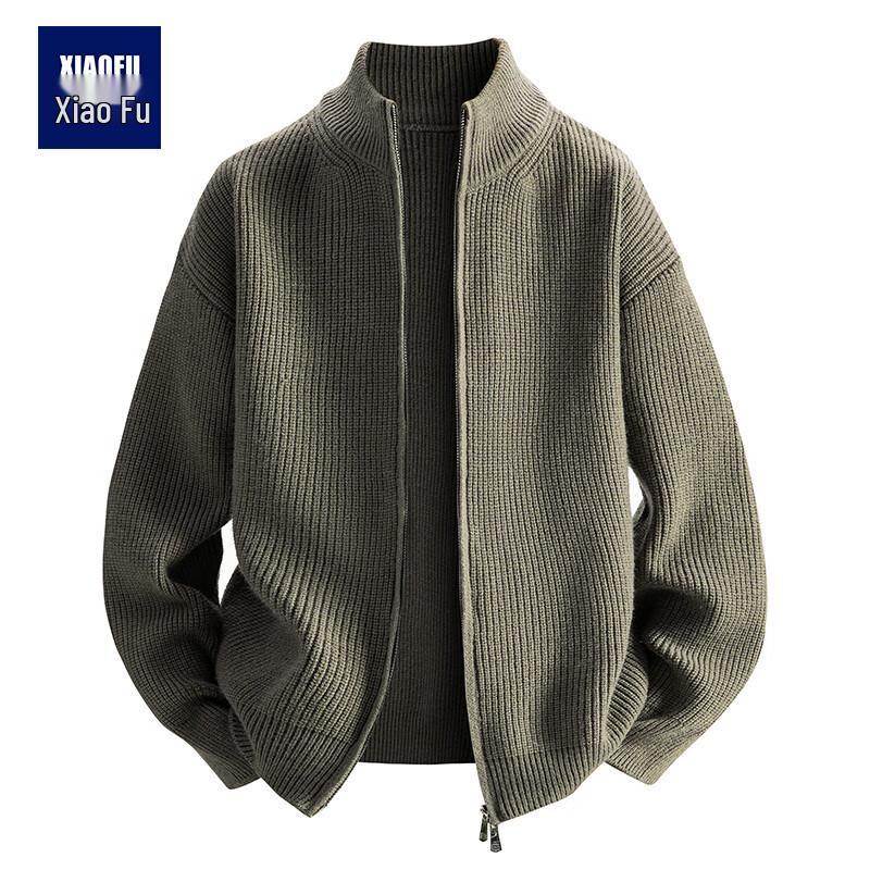 Men's Stand Collar Thick Knit Cardigan Jacket