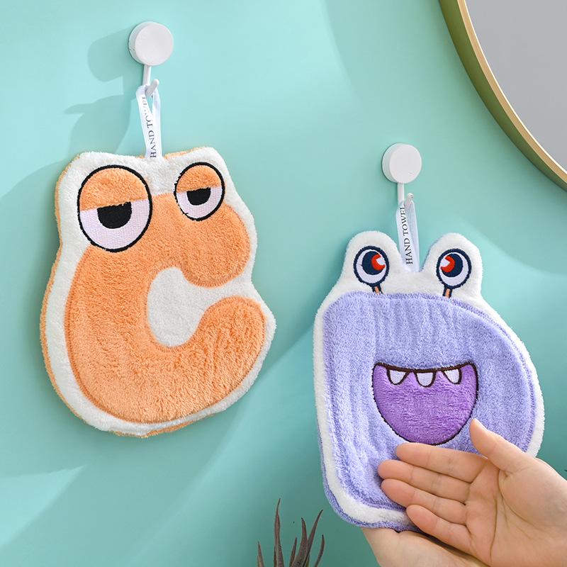 Serviettes de toilette adorables pour enfants, motif dessin animé, en polaire corail absorbante pour la cuisine et la salle de bain