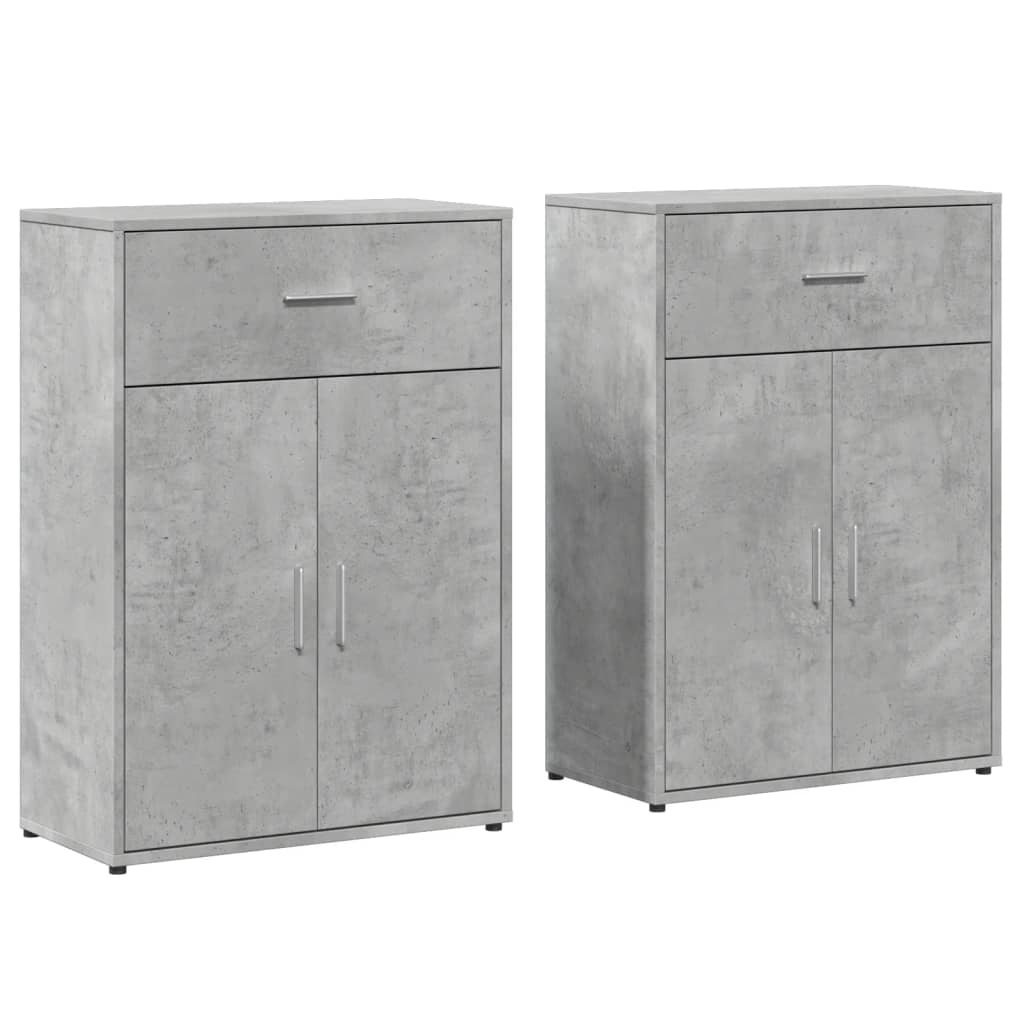 Sideboards 2 pcs. Concrete Grey 60 x 30 x 84 cm Engineered Wood