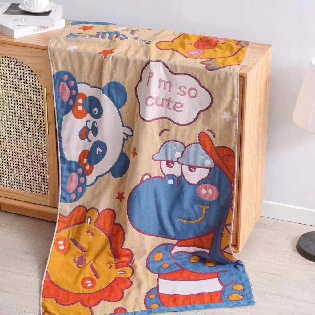 Extra Large Cotton Gauze Cartoon Bath Towel - Soft, Quick-Drying for Adults & Kids