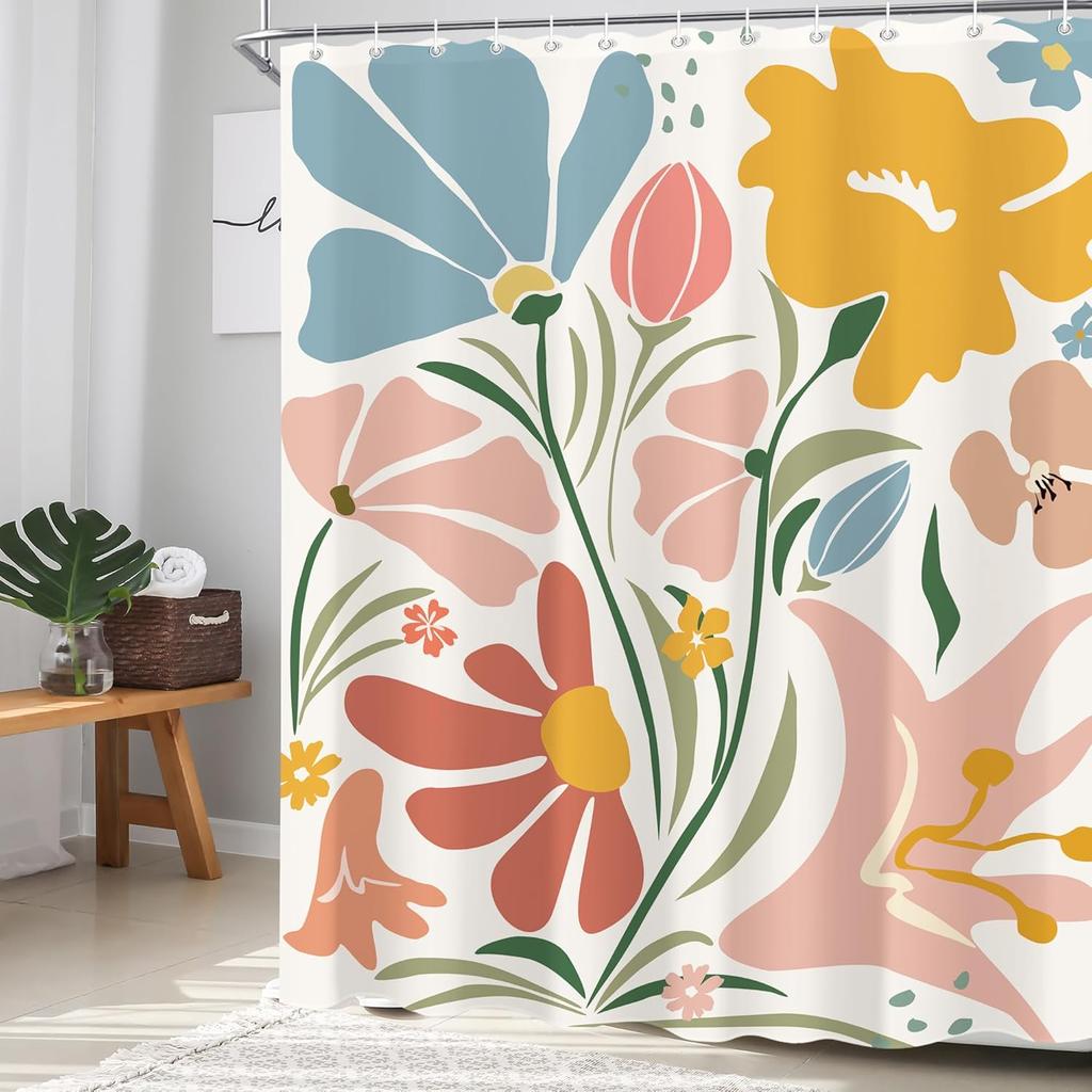 Spa Modern Shower Curtain Black White Blue Abstract Shower Curtain Set for Bathroom Tree Stone Men Waterproof Bathtub Curtain