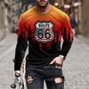 Retro Flame Series 3D Print Summer Men's O-Neck T-shirt Casual Long Sleeve T-Shirt Oversized Pullover Fashion Trend Men Clothing