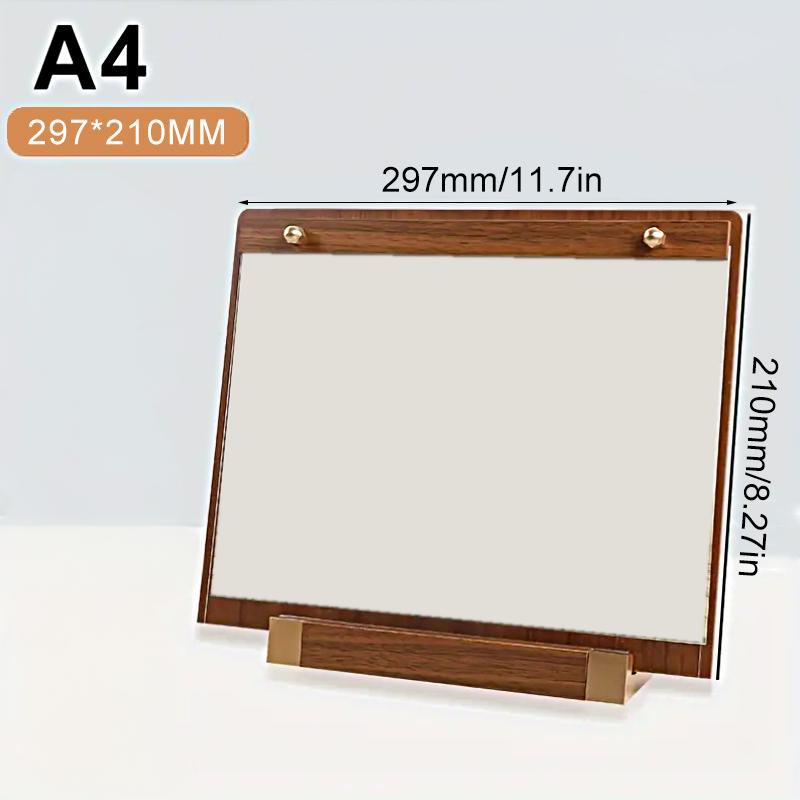 1PC Transparent Panel Price Display Board Walnut Wood Base Restaurant Tent Sign Holder Signs With Metal Finish Dinner A4 A5 A6