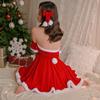 Santa Hat Christmas Dress Set Gold Velvet Christmas Perform Costume Bunny Girl Costume  Xmas Suit