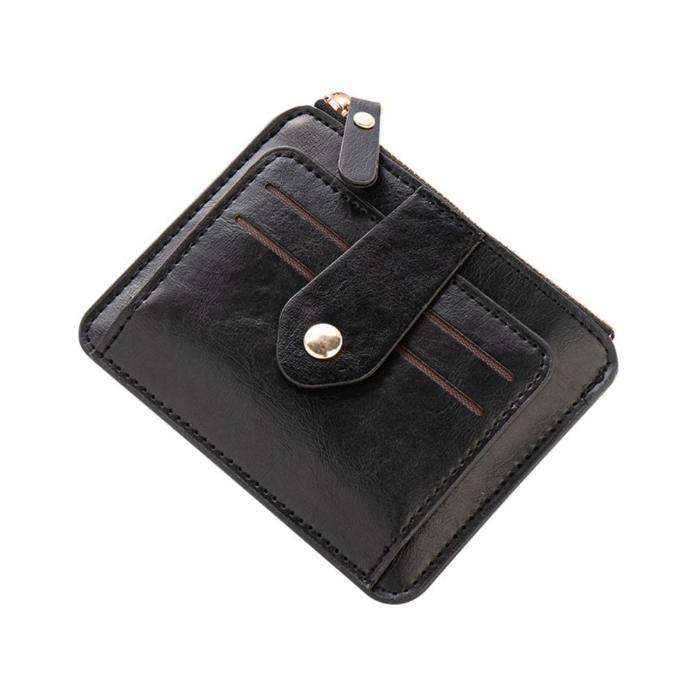 Simple PU Leather Women's Card Bag Zipper Large Capacity Men's Wallet Business Card Holder for Male And Female
