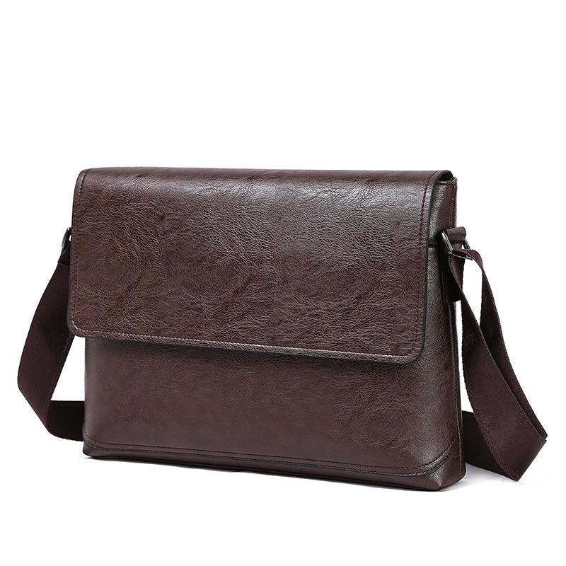 Men's Leather Bag Business Casual Single Shoulder Cross Bag Multi-functional Solid Color Briefcase