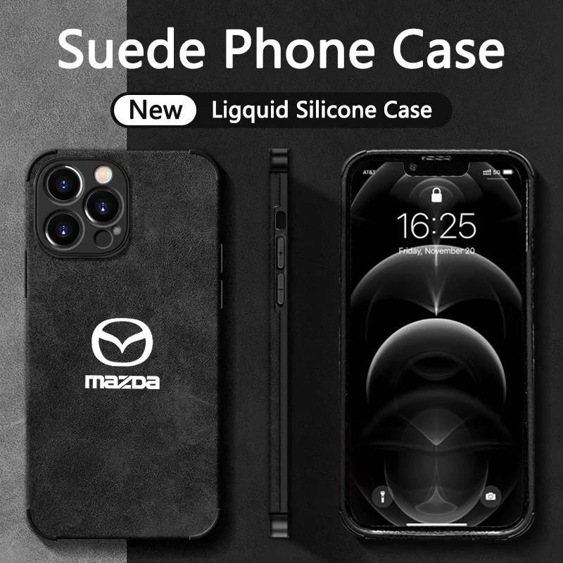 2025 Hot Fashion Car For Mazda Logo Suede All Inclusive Phone Case For iPhone 16 15 13 14 12 Pro Max Mini 8 XR XS 16 Plus 15Pro