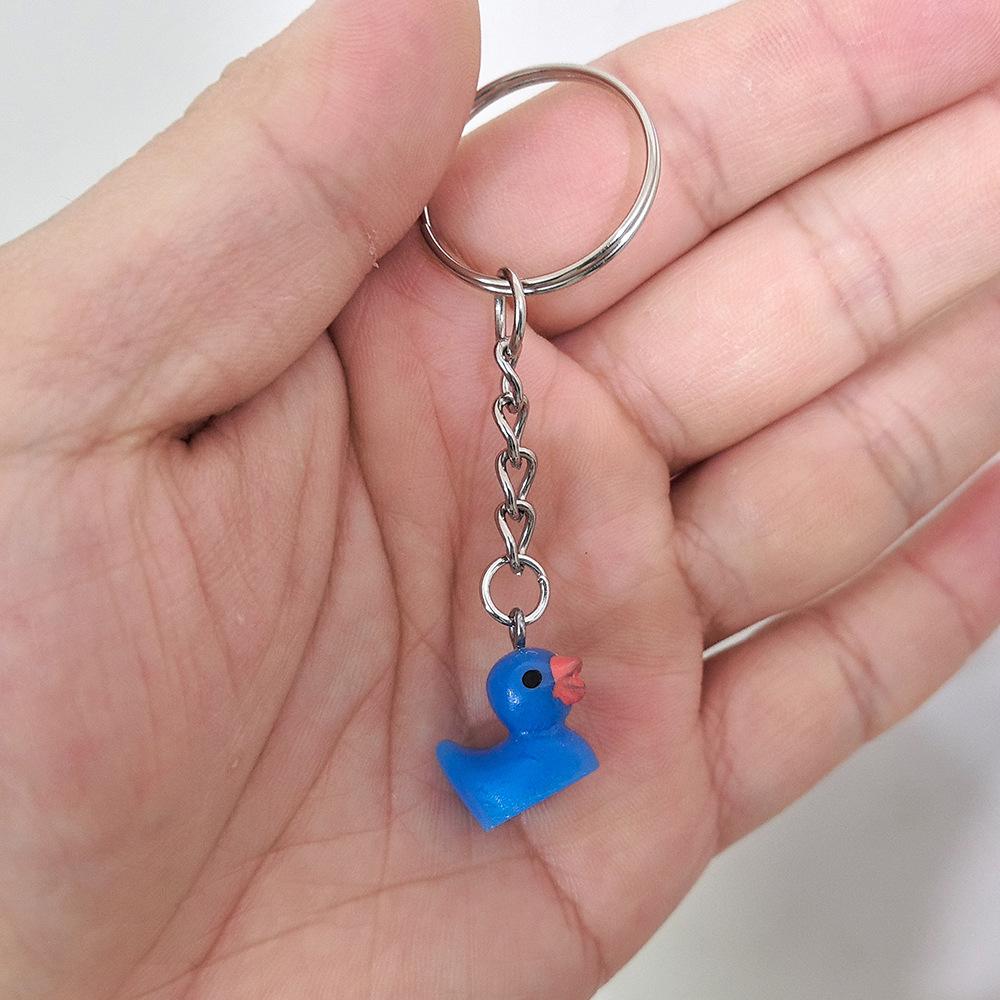 Porte-clés Simple Animal en Résine Pendentif Canard Accessoires de Sac à Dos pour Femmes Couple Famille Pendentif Porte-clés