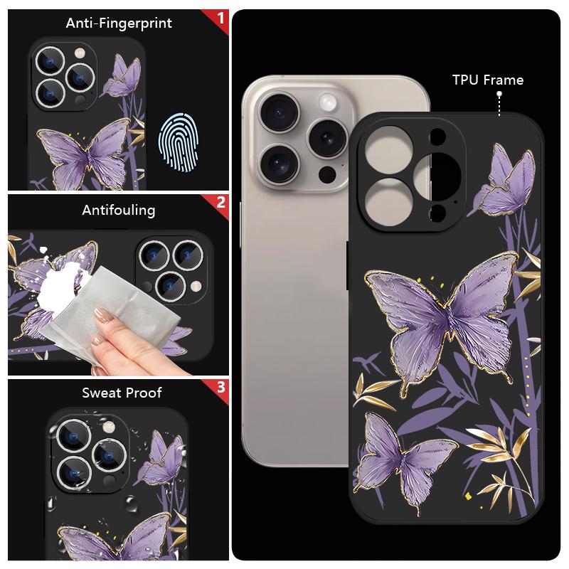 Case For Samsung Galaxy S24 S25 S26 Ultra S23 S22 Ultra S21 S20 FE Butterfly Bamboo Pattern Lanyard Case For Samsung A56 A17 A26 A16 A36 A55 A54 A15