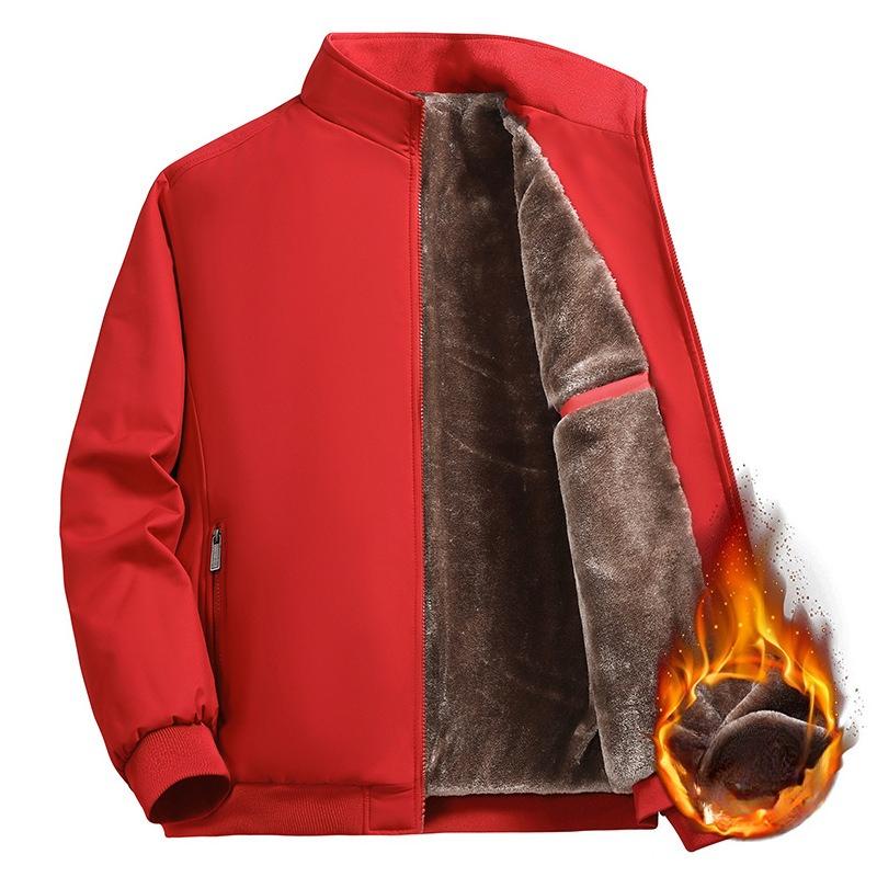 Men's Casual Plush Thick Jacket Winter Fleece Lined Warm Coat Stand Collar Zipper Pocket Parka Work Cargo Quilted Windproof Outwear Jackets for Men