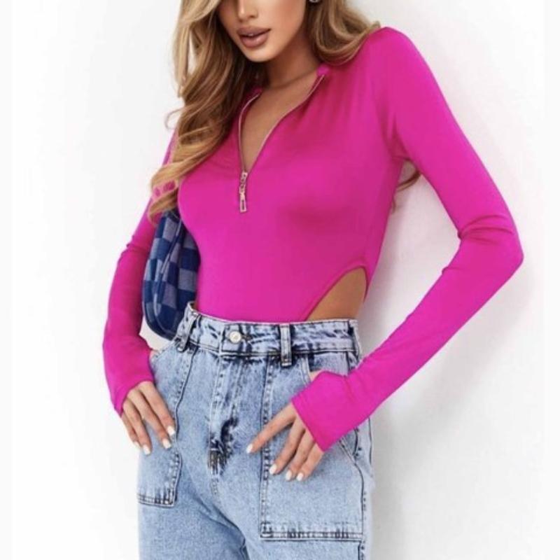 Europäische und amerikanische Herbst- und Winter-Damen-Overall mit einfarbigem Reißverschluss und schmal geschnittener Hose zum Pendeln