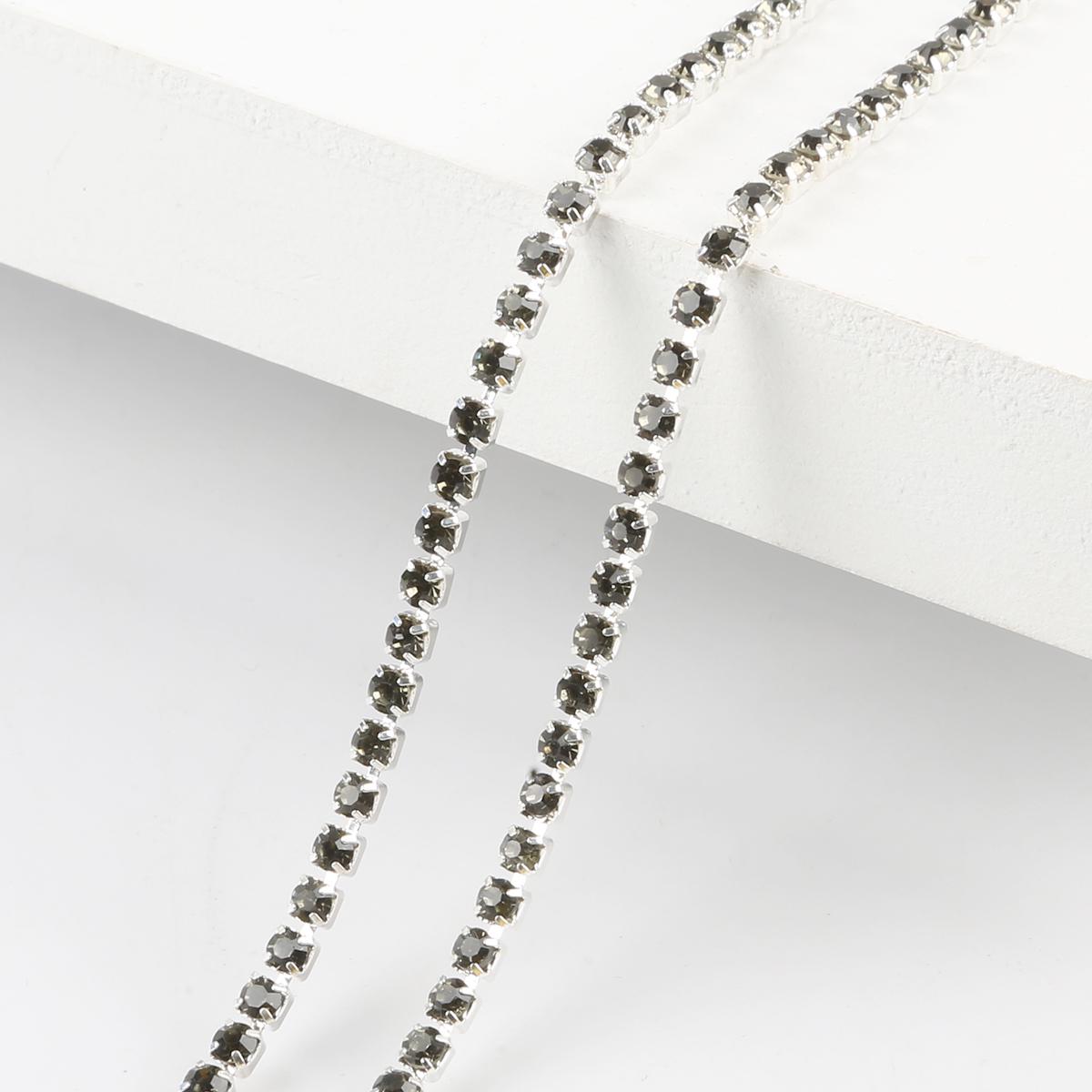 

Цепочка со стразами плотности 1 м, пришитая на клею серебряная основа, отделка стразами, аксессуары для самостоятельного изготовления SS8.5 Width 2.5MM