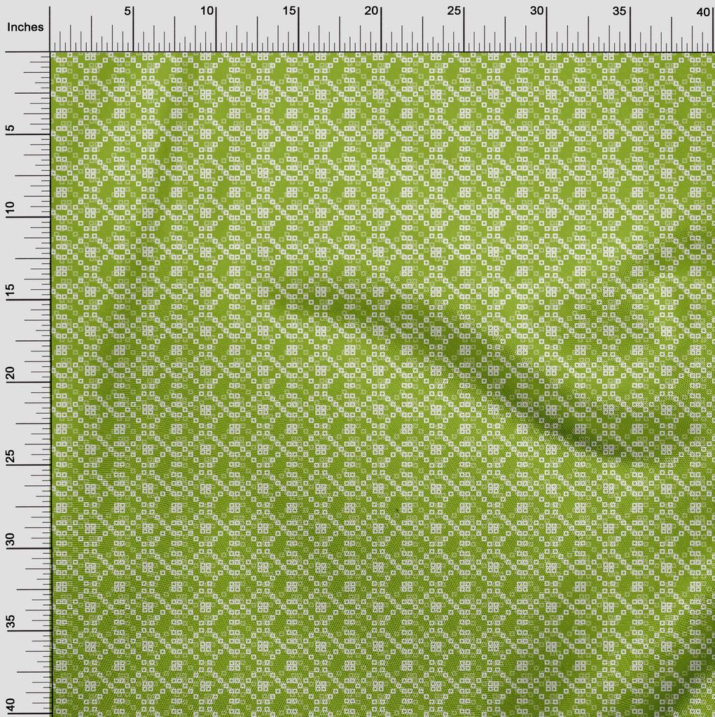 oneOone Cotton Flex Green Fabric Geometric Bandhani Fabric For Sewing Printed Craft Fabric By The Yard 40 Inches
