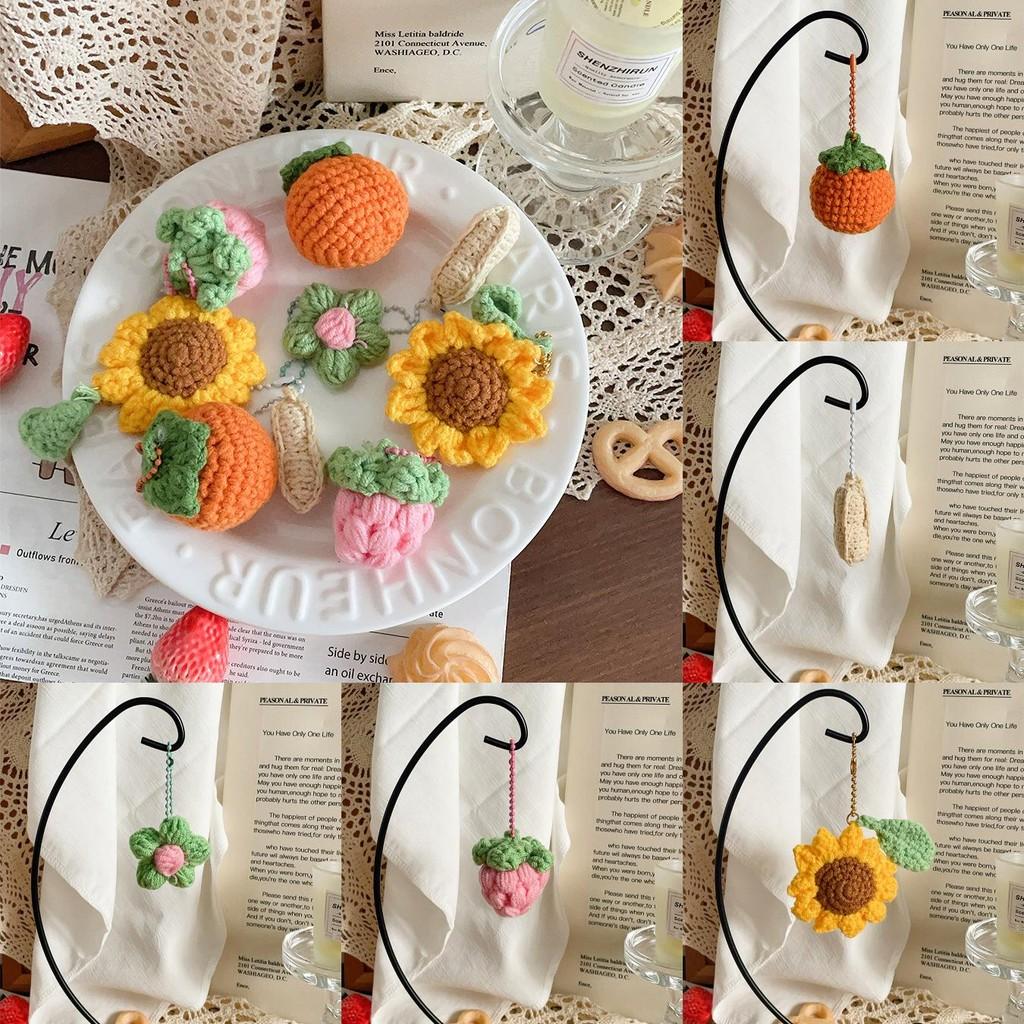 Persimmon Creative Peanut Flower Strawberry Knitted Pendant For Bag Decoration