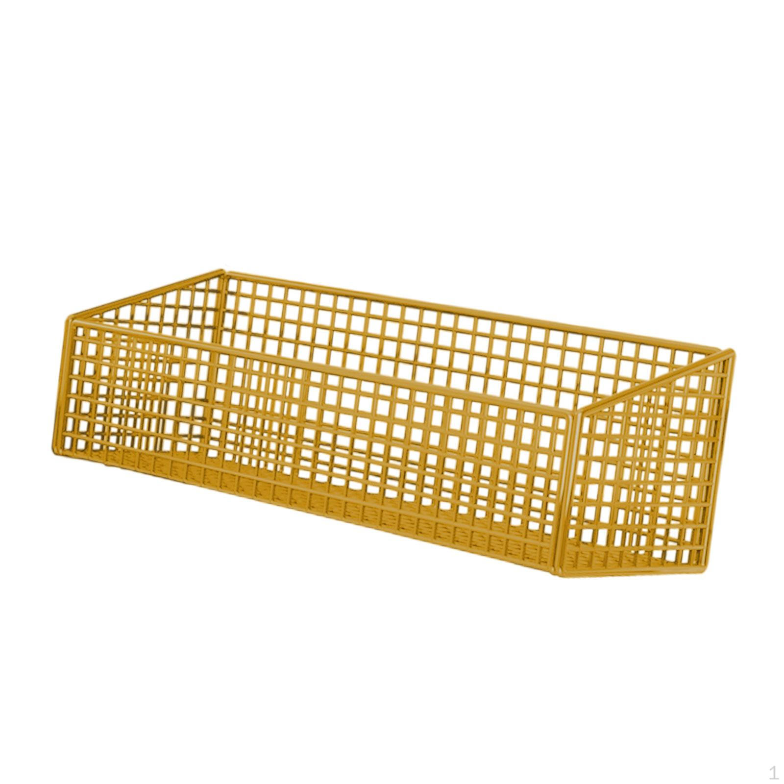 

Hanging Basket Wall Fruit Vegetable Organizer Metal Storage Rack for Kitchen Home Bathroom Laundry Gold S
