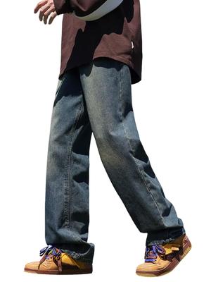 YAYOKYA Wide Leg Denim Pants with Elastic Plus Loose Sarouel Relaxed Gaucho All Winter Men's Waist, Sizes, Fit, Pants, Pants, Pants, Casual, Simple,