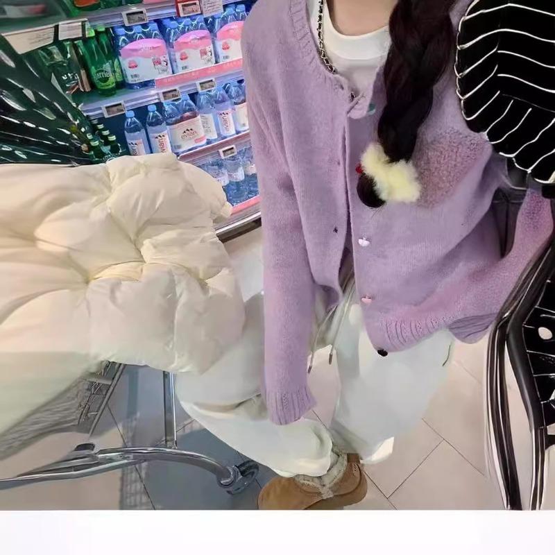 Spring and Autumn short loose round neck knitted cardigan new small coat sweet gentle wind love