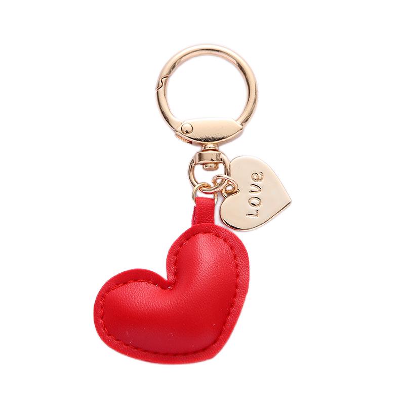 Neuer farbenfroher Leder-Herz-Schlüsselanhänger - Niedliches Legierungspendant-Accessoire