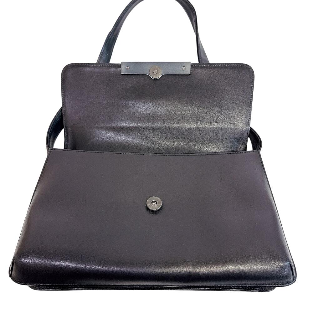 Givenchy Logo Vintage Leather Shoulder Bag Black Leather Used