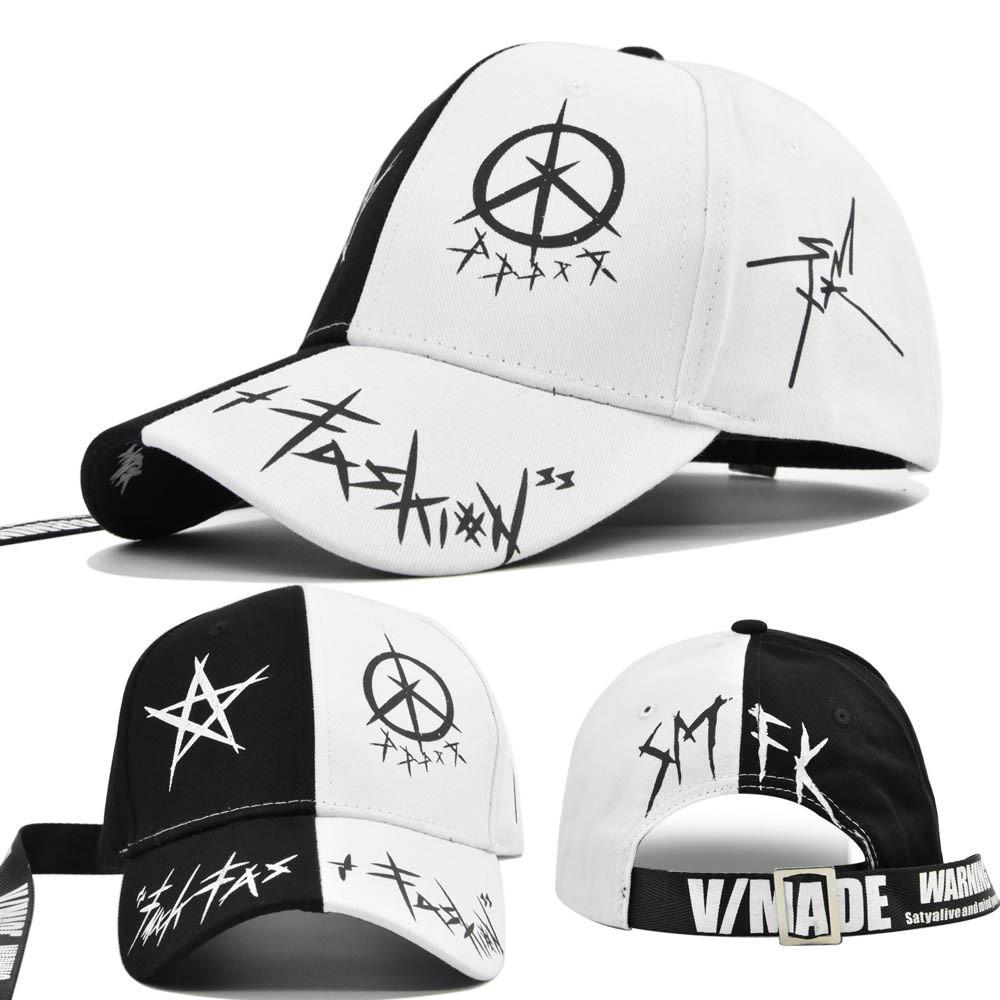 Five Cap Baseball Pointed Star Letters Printed Graffiti Long Strap Duckbill Cap