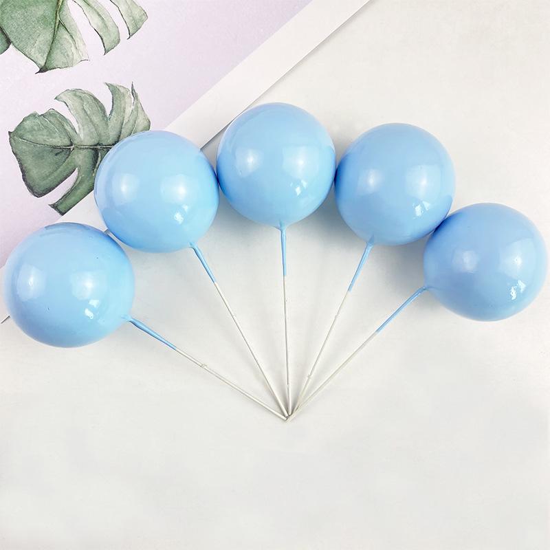 Sada zlatých kuličkových dekorací na dort - 10 kusů: Pěnová koule Narozeninová pekařská zapichovátka a doplňky na dezertní stůl