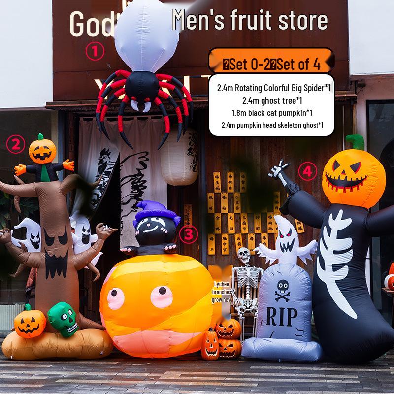 Large Halloween Pumpkin Lantern with Ghost and Spider Décor