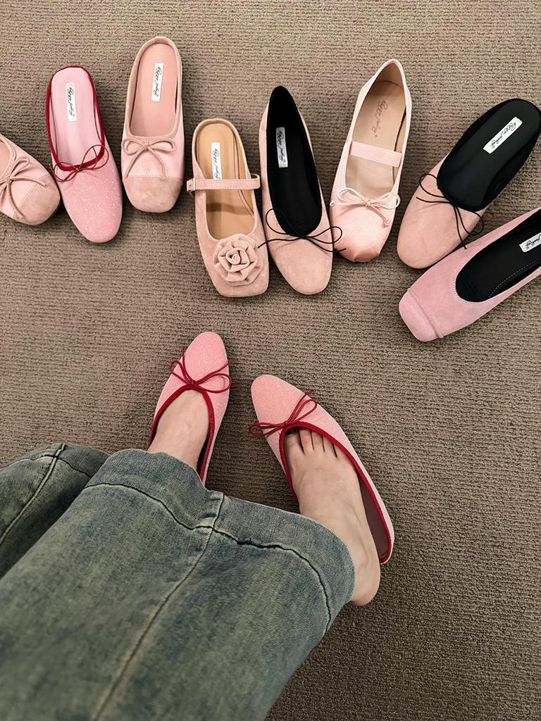 Lovely Pink Summer New Brand Women Flat Shoe Round Toe Shallow Slip On Ballerinas Shoes Soft Flat Heel Dress Ballet Shoe