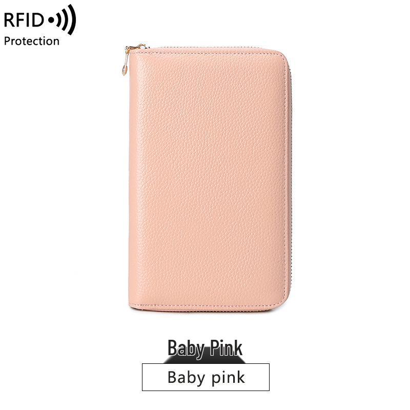 Genuine Leather RFID Passport and Document Holder with Multi-Card Slots and Zipper Pocket for Men and Women