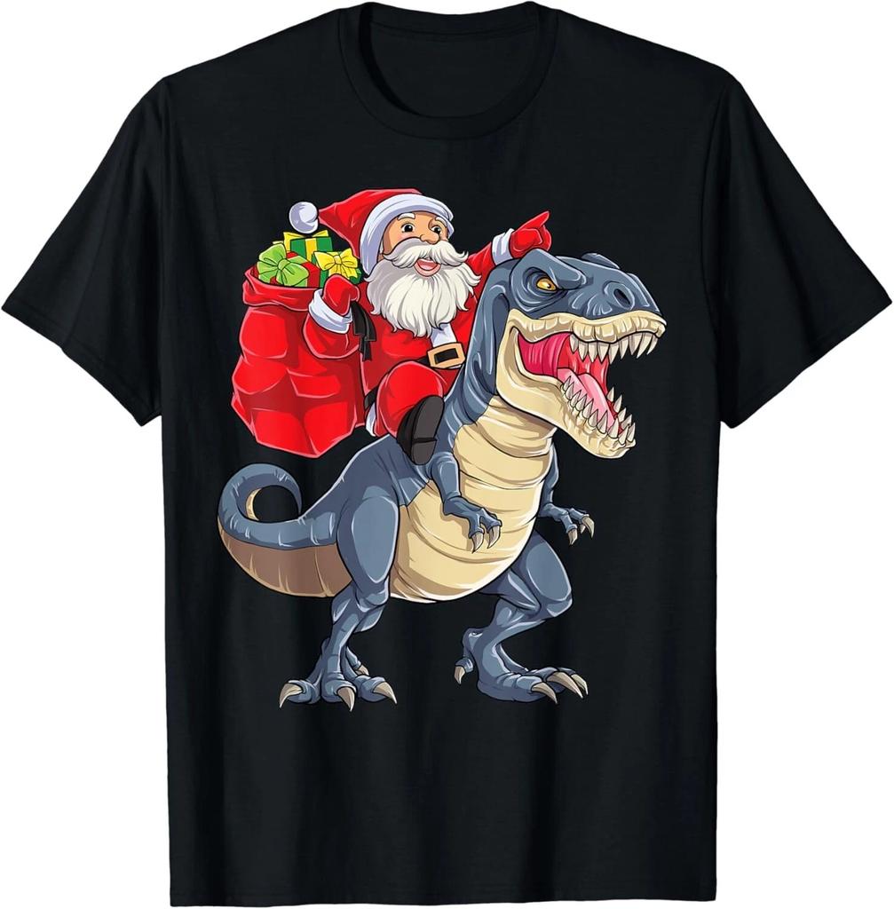 Santa Riding Dinosaur T rex Christmas Gifts Boys Men Xmas Gift Unisex T-Shirt