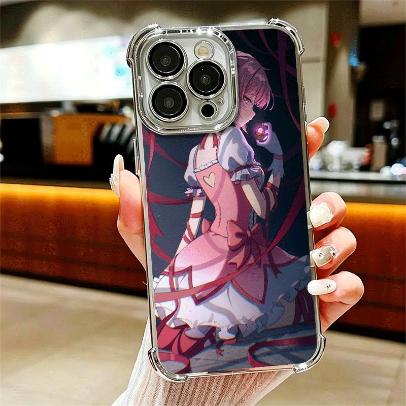 

Madoka Magica Anime Soft Phone Case For iPhone 15 16 17 Air 14 Pro Max 16E Plus 13 12 Mini Plating Anti-Fall Fundas iPhone 16