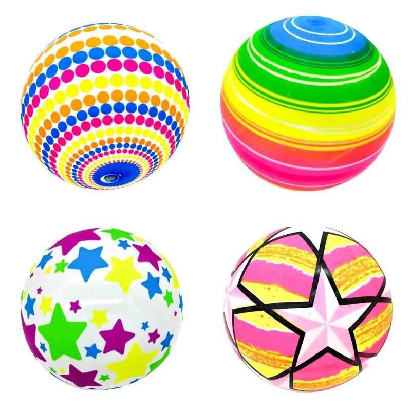 1Pc Elastic Rainbow Ball Soft Bouncy Sensory Toy Indoor Outdoor Play Party Favor Stress Relief Gift