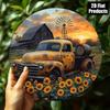 Retro Vintage Sunflower Truck Metal Wall Art Country Kitchen Home Decor Aluminum Sign