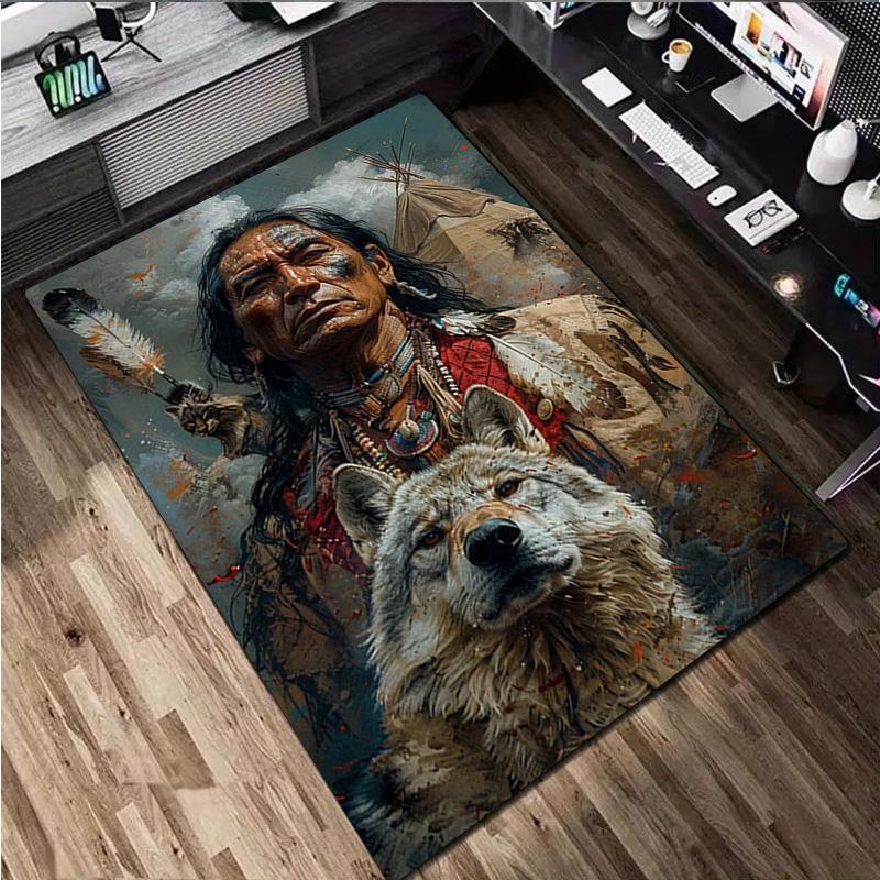 Native American Print Rug - Home Decoration Carpet For Living Room Bedroom Flooring Computer Chair Area Rug