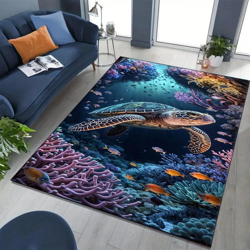 

Colorful Jellyfish Rug Ocean Jellyfish Area Carpet Marine Animal Carpet 3D Whale Fish Non Slip Rug for Kids Boys Girls Bedroom 40x60CM
