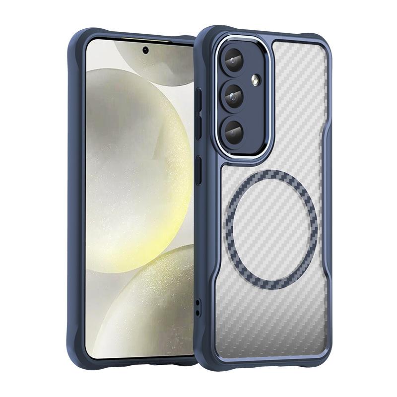 Samsung Galaxy S24 Case, Magnetic Carbon Fiber Transparent Phone Case Cover for Samsung Galaxy S24