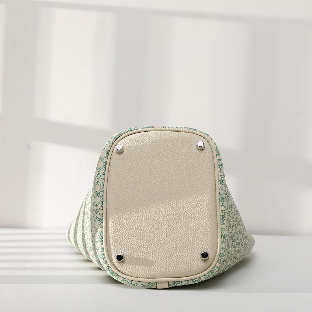 Жіноча жіноча сумка з квітковим кошиком і овочами з 100% повного першого шару натуральної шкіри та квітами.