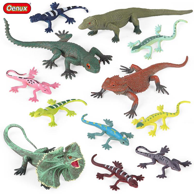 Oenux 12pcs Wild Reptile Insect Animals Model Umbrella Lizard Action Figures Figurine Miniature Collection Halloween Kid Toy