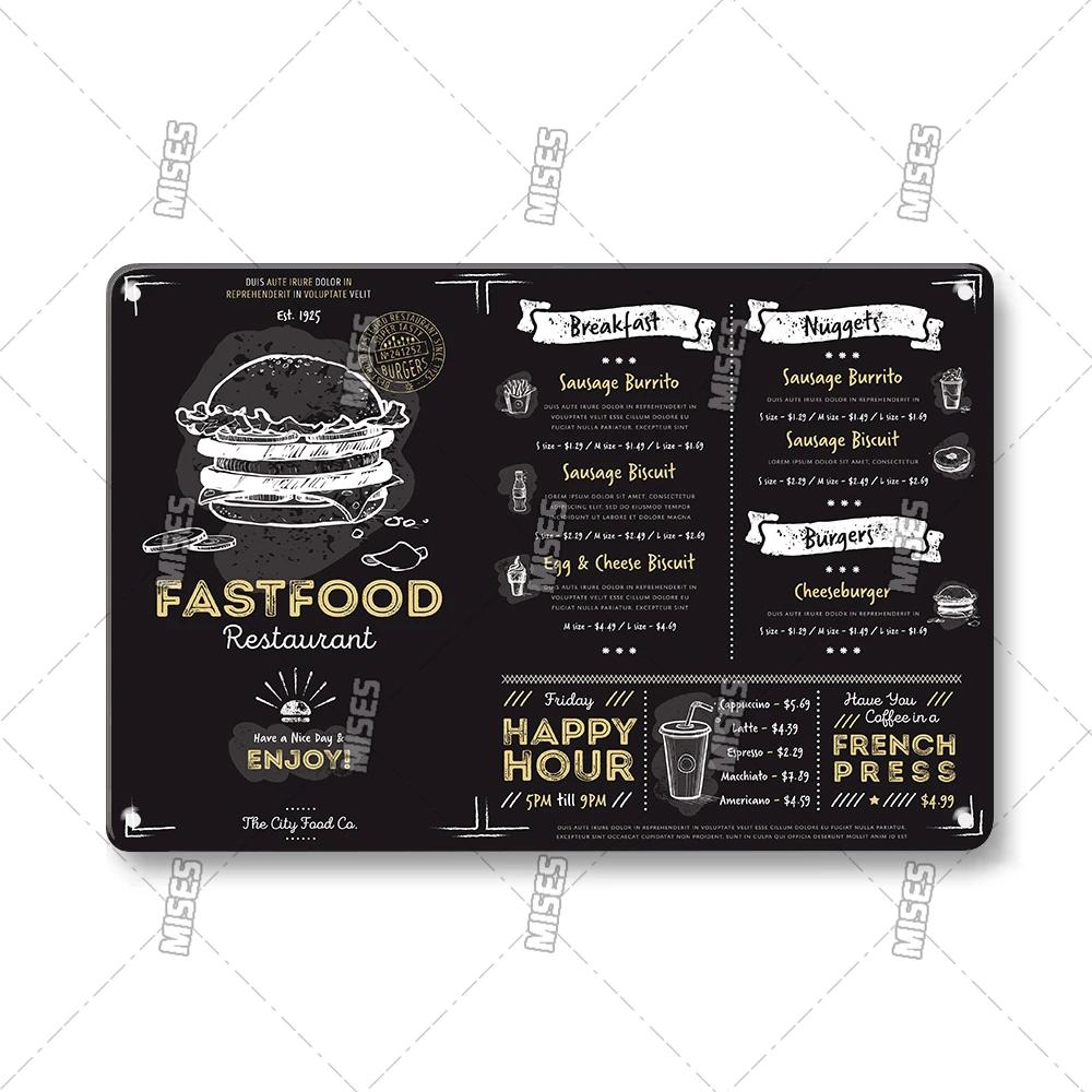 MISES Kaffemeny Väggskylt i metall Plåt Café Metallplakett Vintage Metallskylt Hem Café Studio Metallaffisch Industriell Dekorskylt