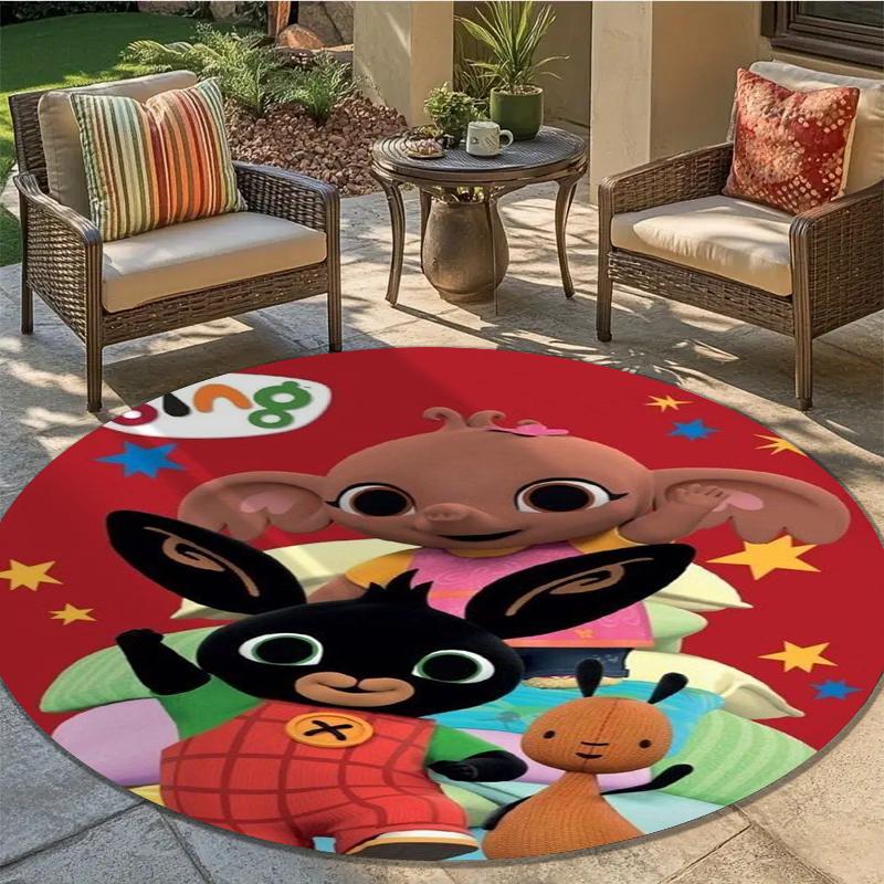Bing Bunny Round Area Rug,Carpet Rug for Living Room Bedroom Sofa Playroom Decor,Non-slip Floor Mat37