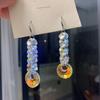 Korean Style High-End Crystal Dangle Earrings with Silver Hooks - Super Sparkly & Trendy