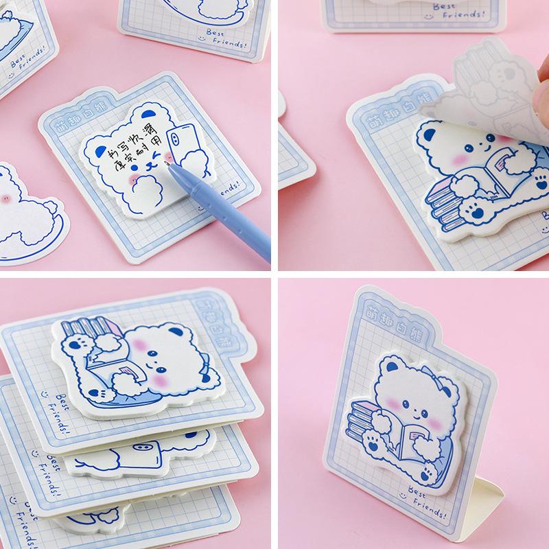 Cute White Bear Record Healing Little Gift Blessings Deskmate Notes Lovely Memo Pad Kawai Stationery Office School Supplies