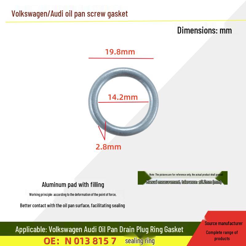 Volkswagen/GM Engine Oil Drain Plug Copper Aluminum Sealing Gasket Combo