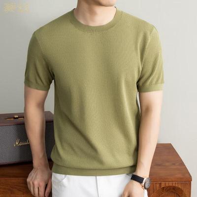 T-shirt à manches courtes en mélange de soie pour homme JINJU