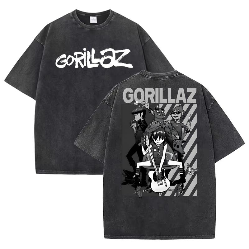 Gorilla print Tshirt womenmen summer short sleeved round neck Tshirt washed cotton Tshirt top S