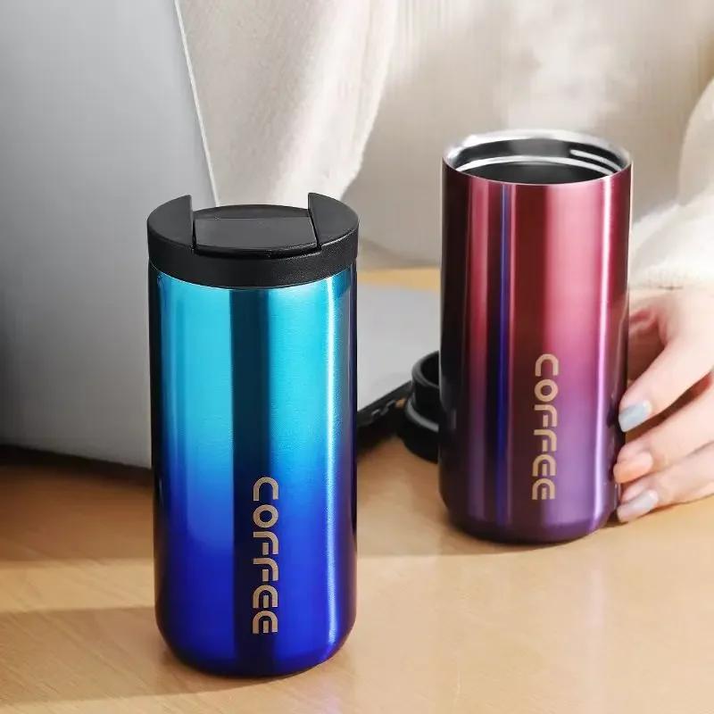 400ML Stainless Steel Thermos Cup Coffee Mug with Lid Portable Water Cup Cafe Drink Ware Insulated Multicolor Water Bottle
