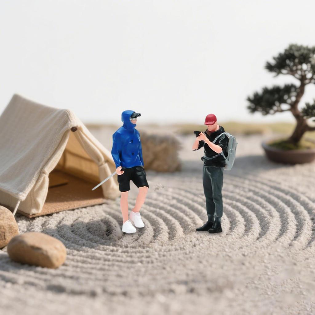 2 Pieces 1:64 Scale Figures Tiny People Model Diorama Scenery Resin Hiking Climbing Figurines