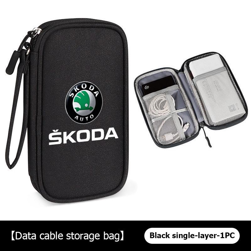 AAABR1 Travel Portable Digital Accessories Storage Bag Organizer For Skoda Kamiq Karoq Octavia 2 3 Rapid Scala Kami Fabia VII VRS