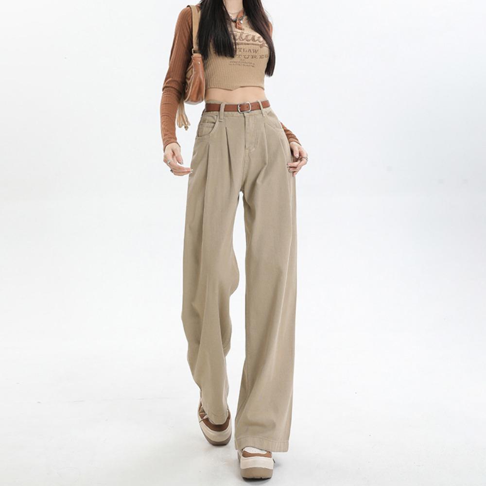 Korean Version of Harajuku High-waisted Straight Jeans Women's Spring and Autumn New Loose Mopping Wide-leg Jeans