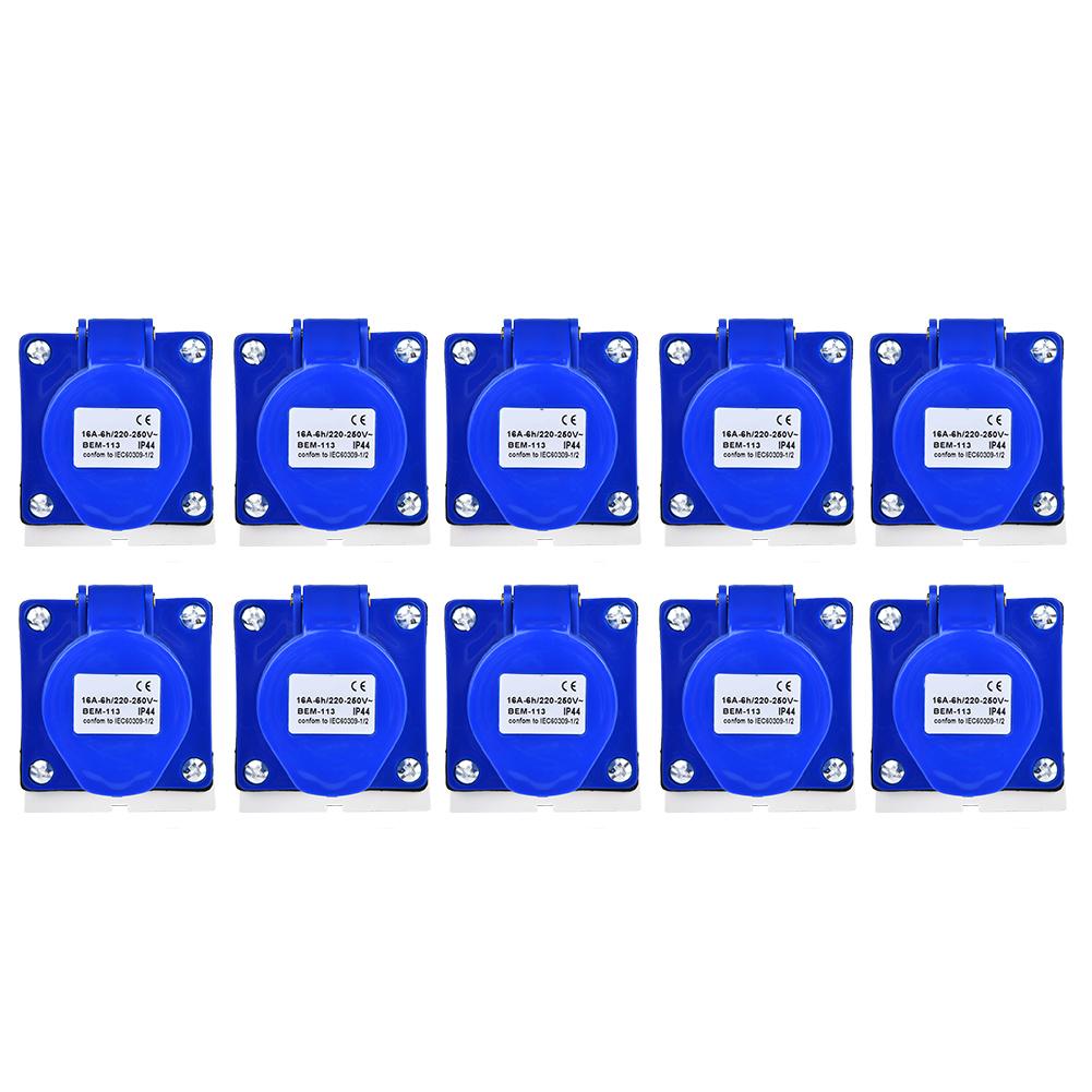 

10pcs 16A 220-250V Industrial Socket Plug Connector 3 Pin IP44 Waterproof BEM-113