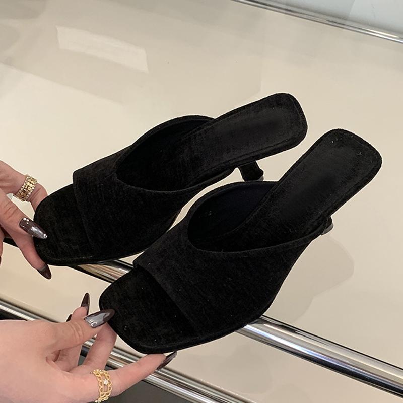 

Летняя мода странные тонкие туфли на низком каблуке женские сандалии для пляжной вечеринки с квадратным носком мюли шлепанцы обувь Zapatos Mujer 40 чёрный